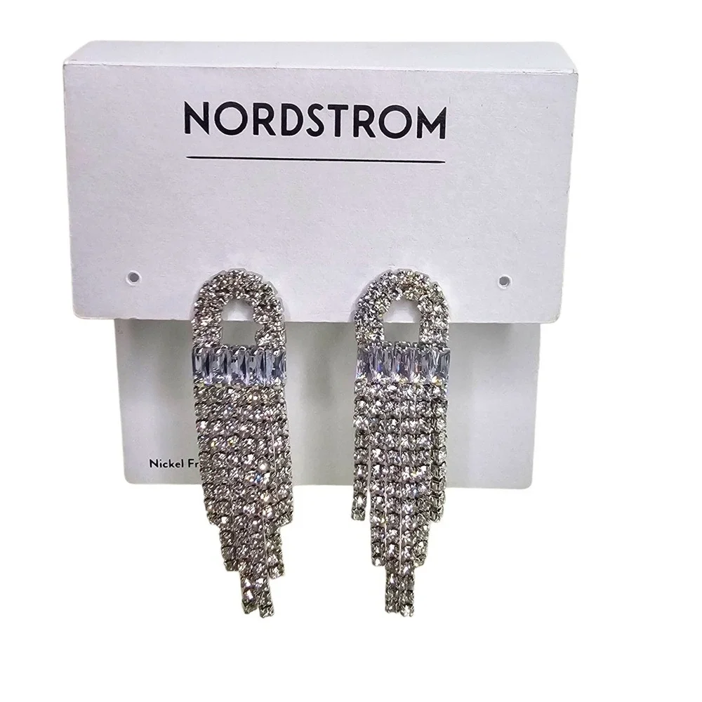 Nordstrom Ached Baguette Crystal Drop‎ Dangle Earrings Party Cocktail Glam